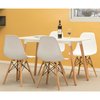 Fabulaxe Plastic DSW Shell Dining Chair with Solid Beech Wooden Dowel Eiffel Legs, White QI003746.WT